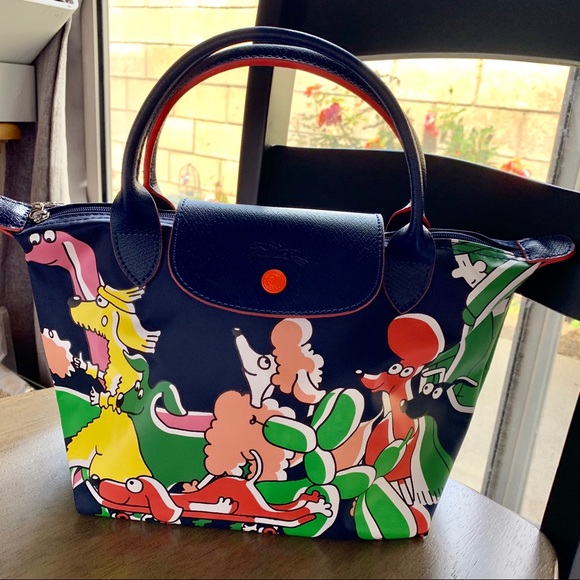 longchamp dog print bag